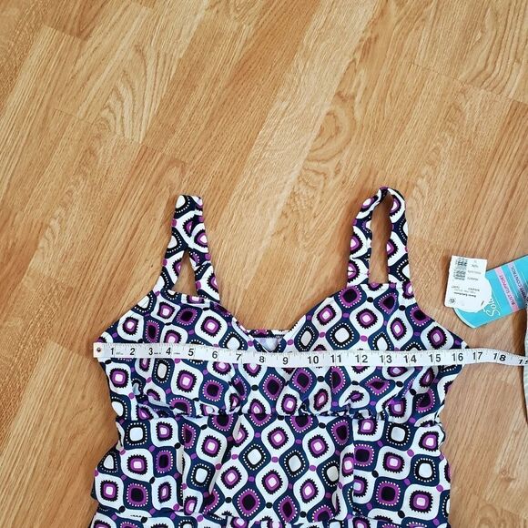 Swim Solutions Jewels Tiered Tummy Control 1-Piece - Picture 12 of 16